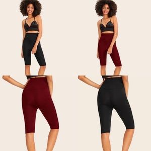 SHEIN High Waist Solid Cycling Shorts size Large, 2 pairs, Black & Burgundy